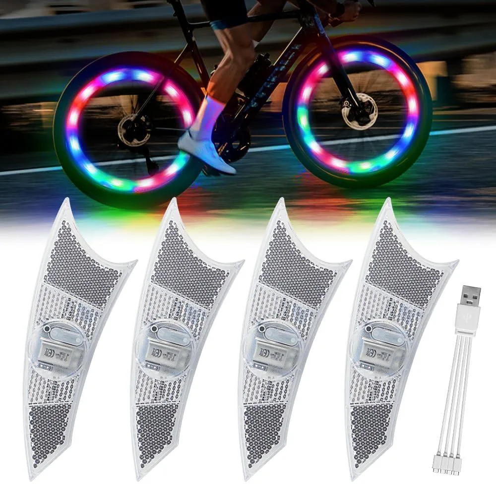 Hollywood Racks Bicycle Spoke Light 4 PCS Rechargeable 100mAh 14-29in — product photo