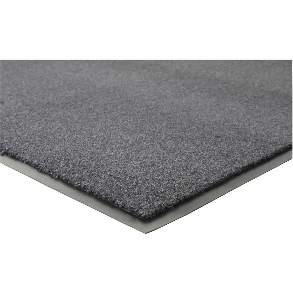 Charcoal indoor mat with plush surface and vinyl backing, 4 by 6 feet