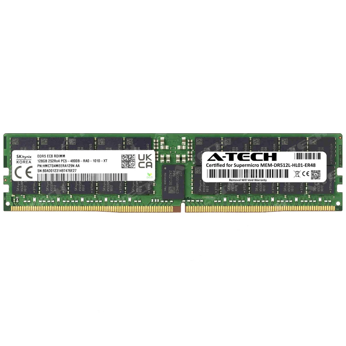 A-Tech A-Tech 128GB DDR5 4800 CL40 1.1V ECC Registered 288-Pin Server RAM — product photo