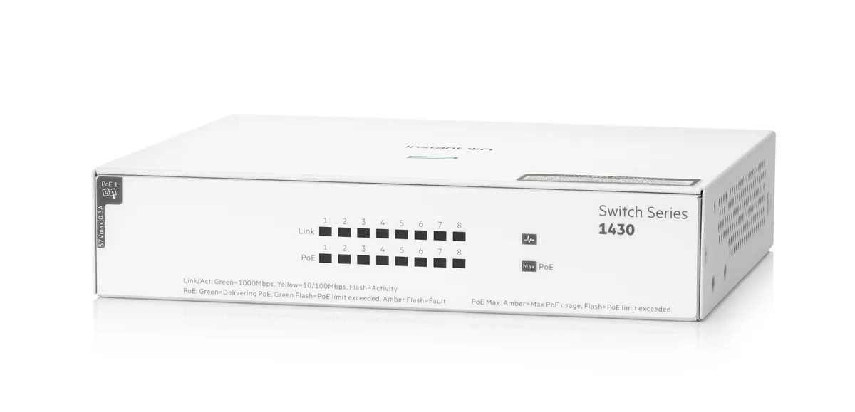 HPE Networking Instant On HPE Networking Instant On 1430 8-port Gigabit PoE 64W switch R8R46A#ABA — product photo