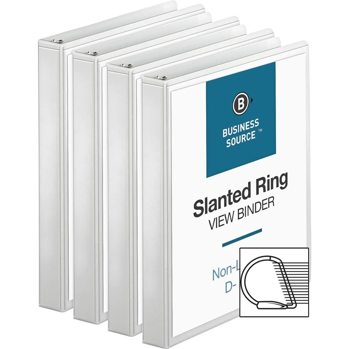 Business Source Business Source 28440BD 1" D-Ring Binder White 4-Pack — product photo