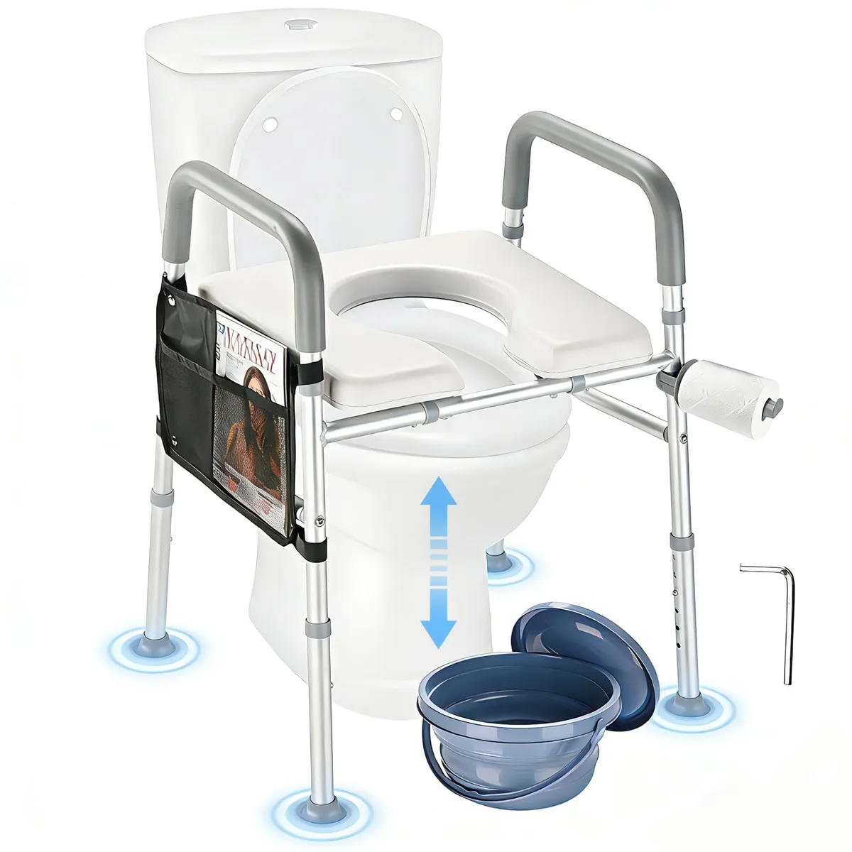 Yescom USA, Inc. Yescom USA, Inc. 38RTS001-SC7050F-11 Raised Toilet Seat Riser 375 lb 16–20 7/8 in height — product photo