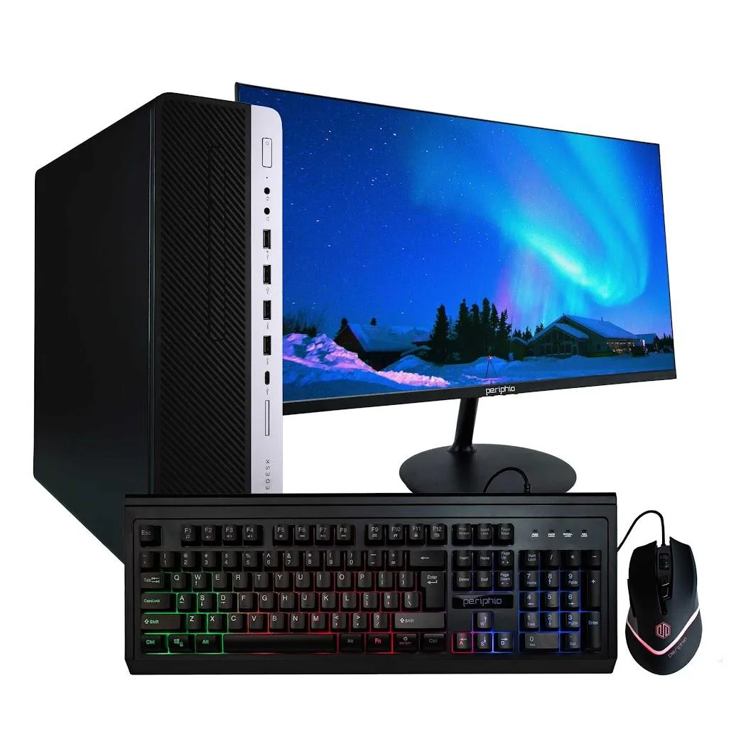HP HP EliteDesk 800G4 desktop PC i5-8500 3.2GHz 16GB DDR4 1TB SSD 24in monitor Win 11 Pro — product photo