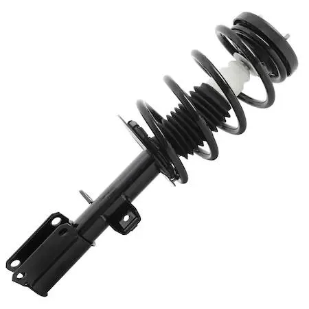 Unity 11375 front left complete strut assembly, silver metal coil spring and damper unit with top mount
