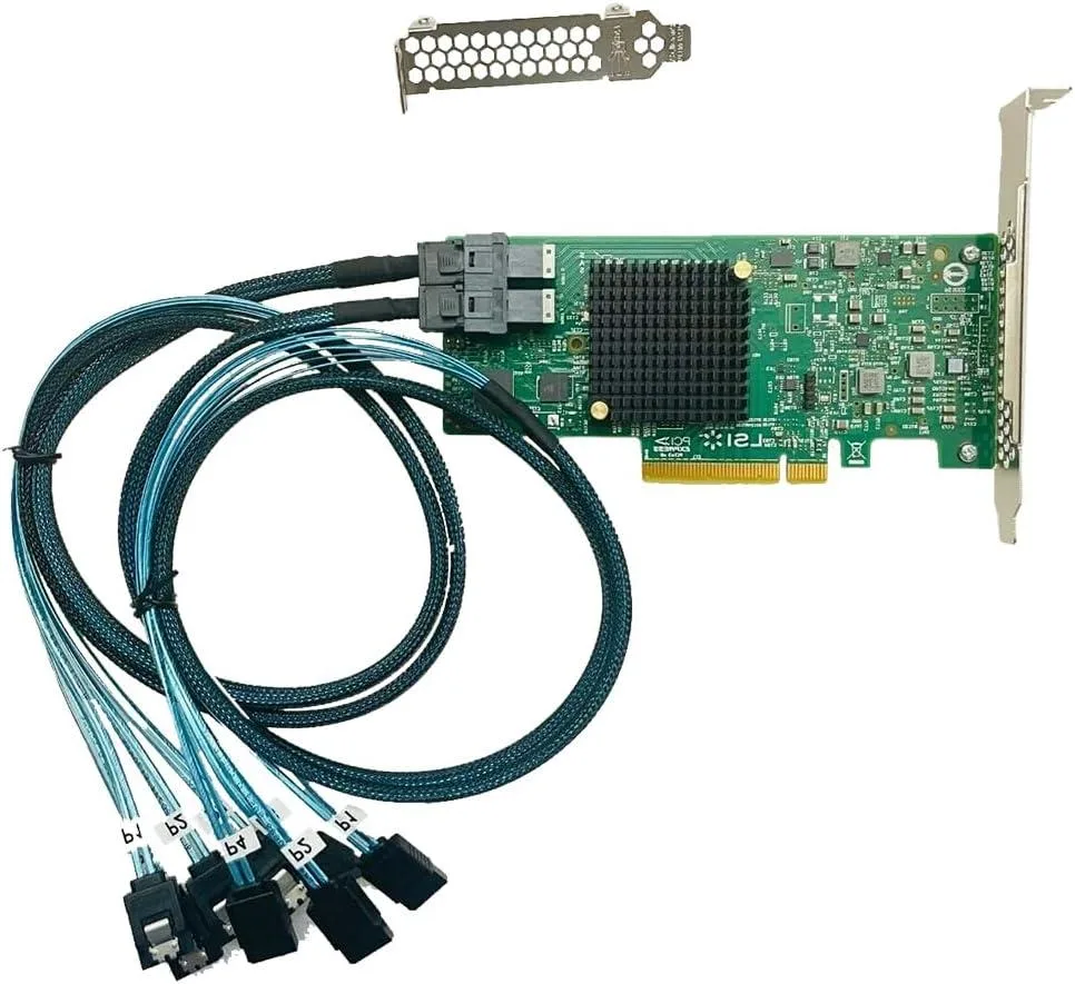 LSI LSI 9300-8i SAS 12Gbps HBA IT Mode + 2 SFF-8643 SATA Cable — product photo