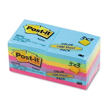 Fourteen square sticky note pads in bright multicolour Floral Fantasy shades, 100 sheets each