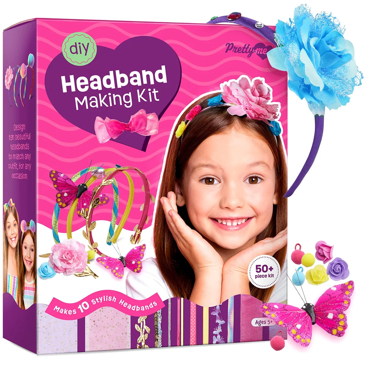  Pretty Me Headband Making Kit 50+ pieces 10 satin headbands — product photo