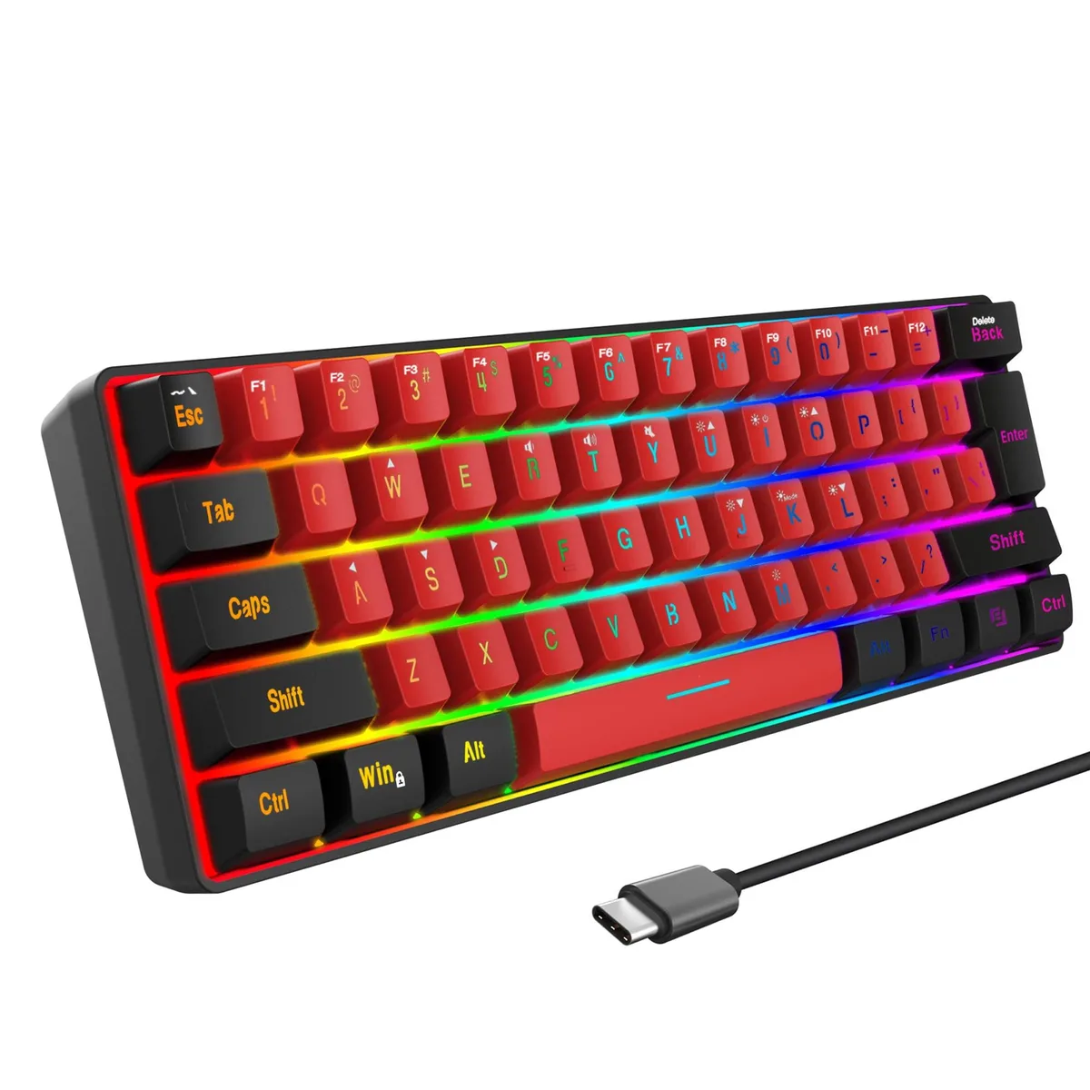  Snpurdiri V800 60% 61-key RGB gaming keyboard Black-Red — product photo