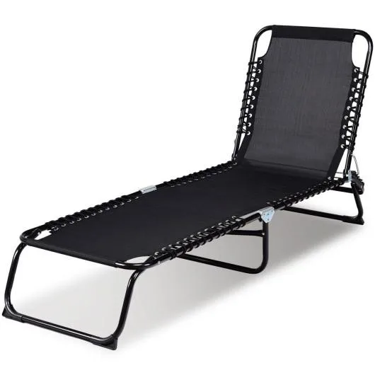 SlickBlue SlickBlue Foldable Camping Patio Chaise Lounge Chair Black — product photo