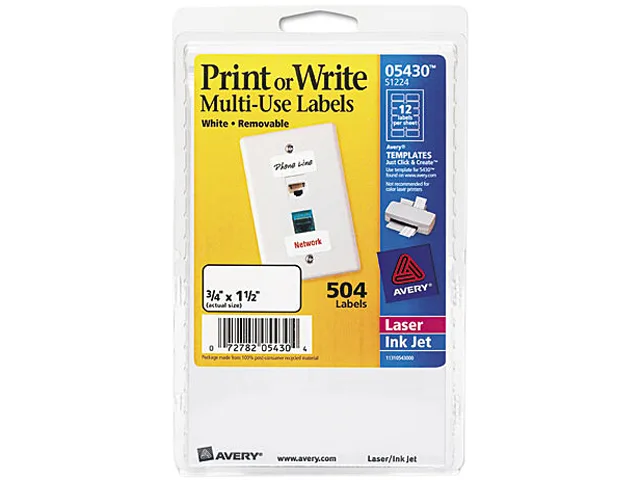 White rectangular removable labels in a 504 pack