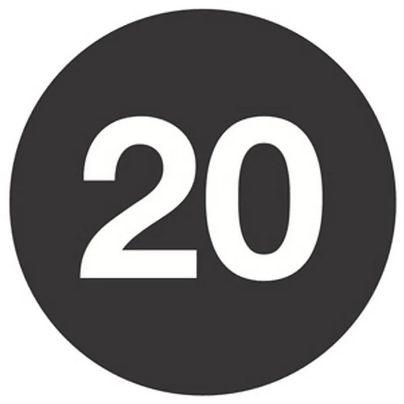 Decker Tape Products, Inc. Decker Tape Products, Inc. Number 20 Circle Labels 3" 500 per Roll — product photo