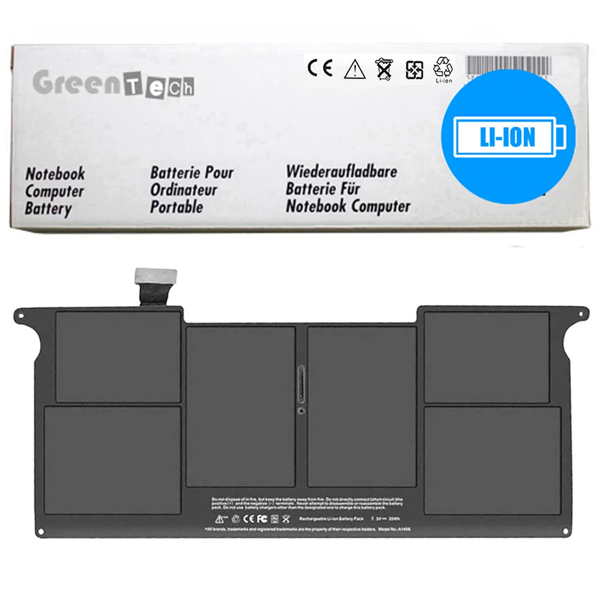 GreenTechLLC GreenTechLLC A1406 A1495 laptop battery MacBook Air 11 35WHR — product photo