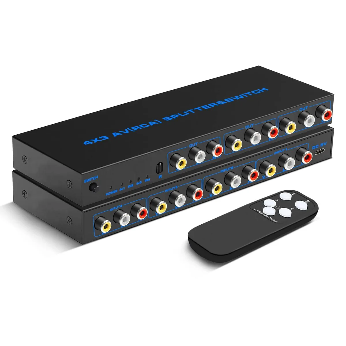 Vszerda Vszerda RCA Switch Box 4 in 3 Out Black — product photo