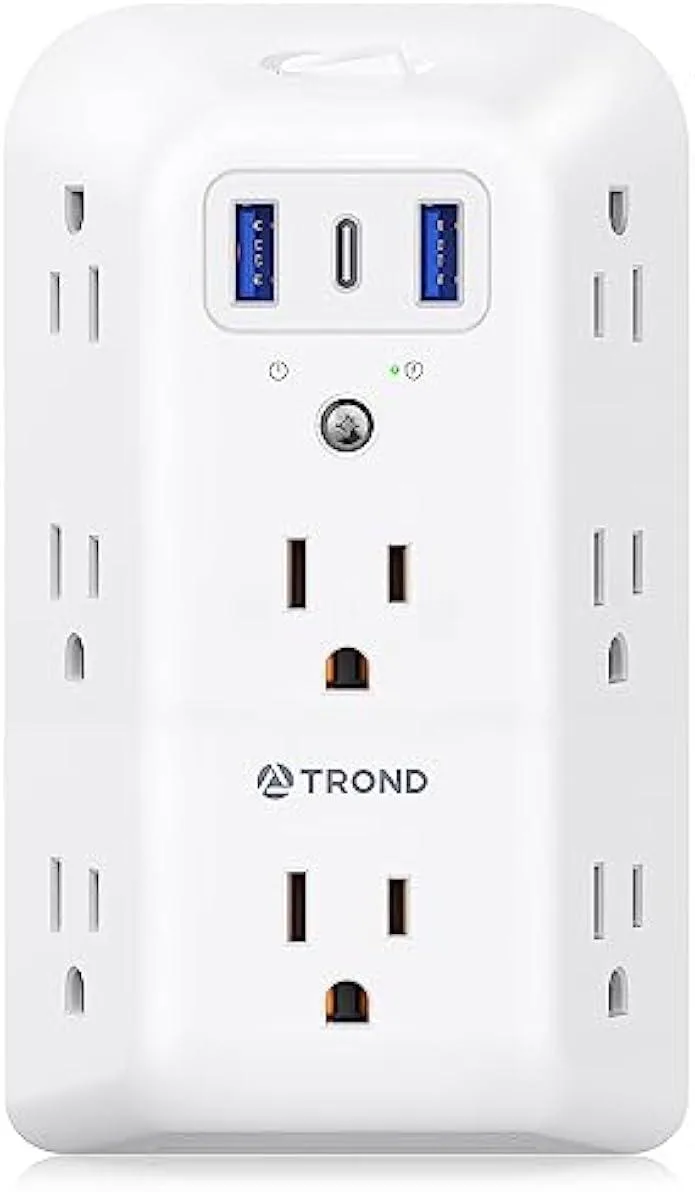TAURKENAM TAURKENAM 8 AC 2 USB-A 1 USB-C 1440J Surge Power Adapter — product photo