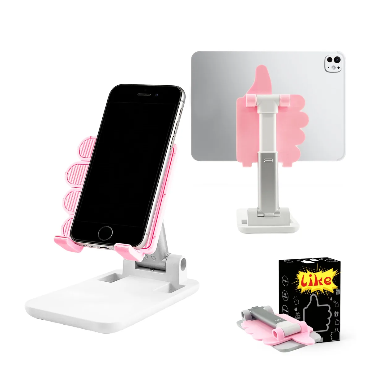 No Sew No Sew phone mount Pink Foldable Adjustable Thumbs Up — product photo