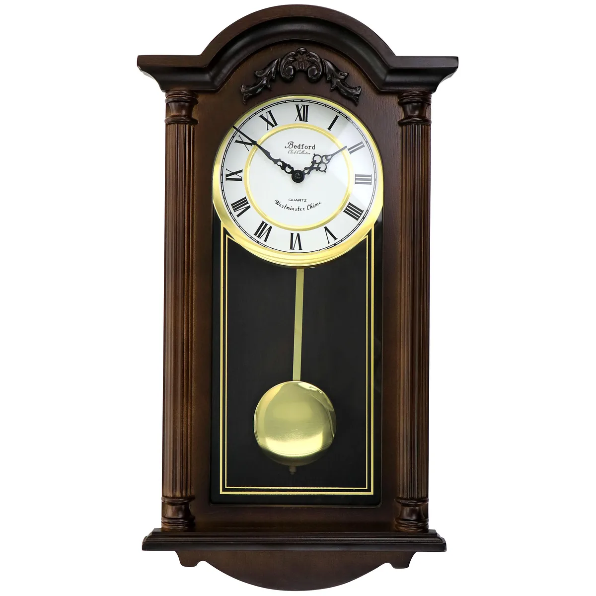 Bedford Clock Collection Bedford Clock Collection Noah 22 Inch Chestnut Chiming Pendulum Wall Clock — product photo