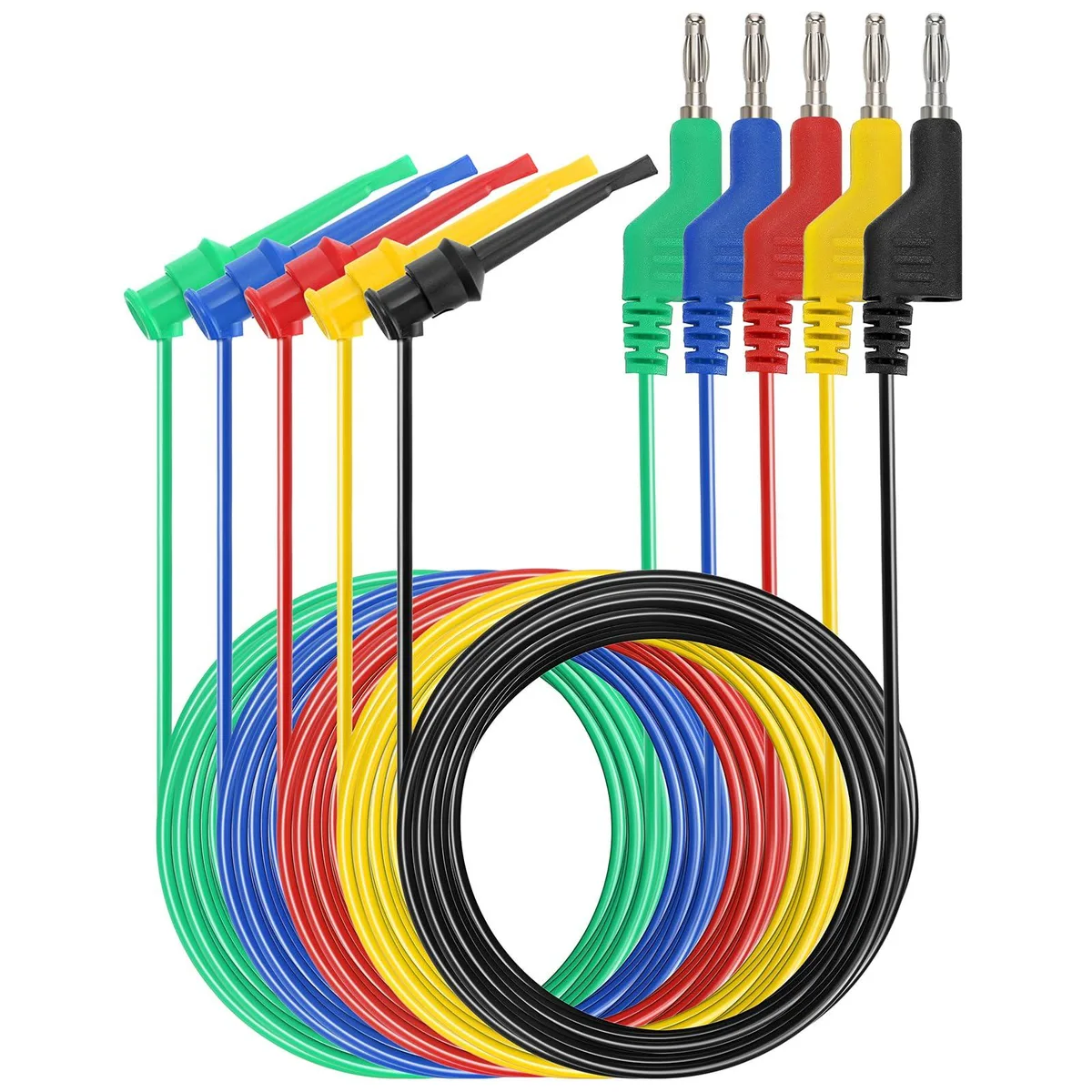 KEHIPI KEHIPI 5pc Stackable Banana Plug to Test Hook Leads 500V 5A 9.8Ft 22AWG electrical system tool — product photo