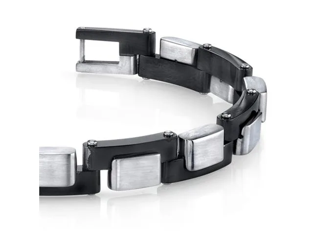 Oravo Oravo SB4278 Zig Zag Link Black Brushed Stainless Steel Bracelet — product photo