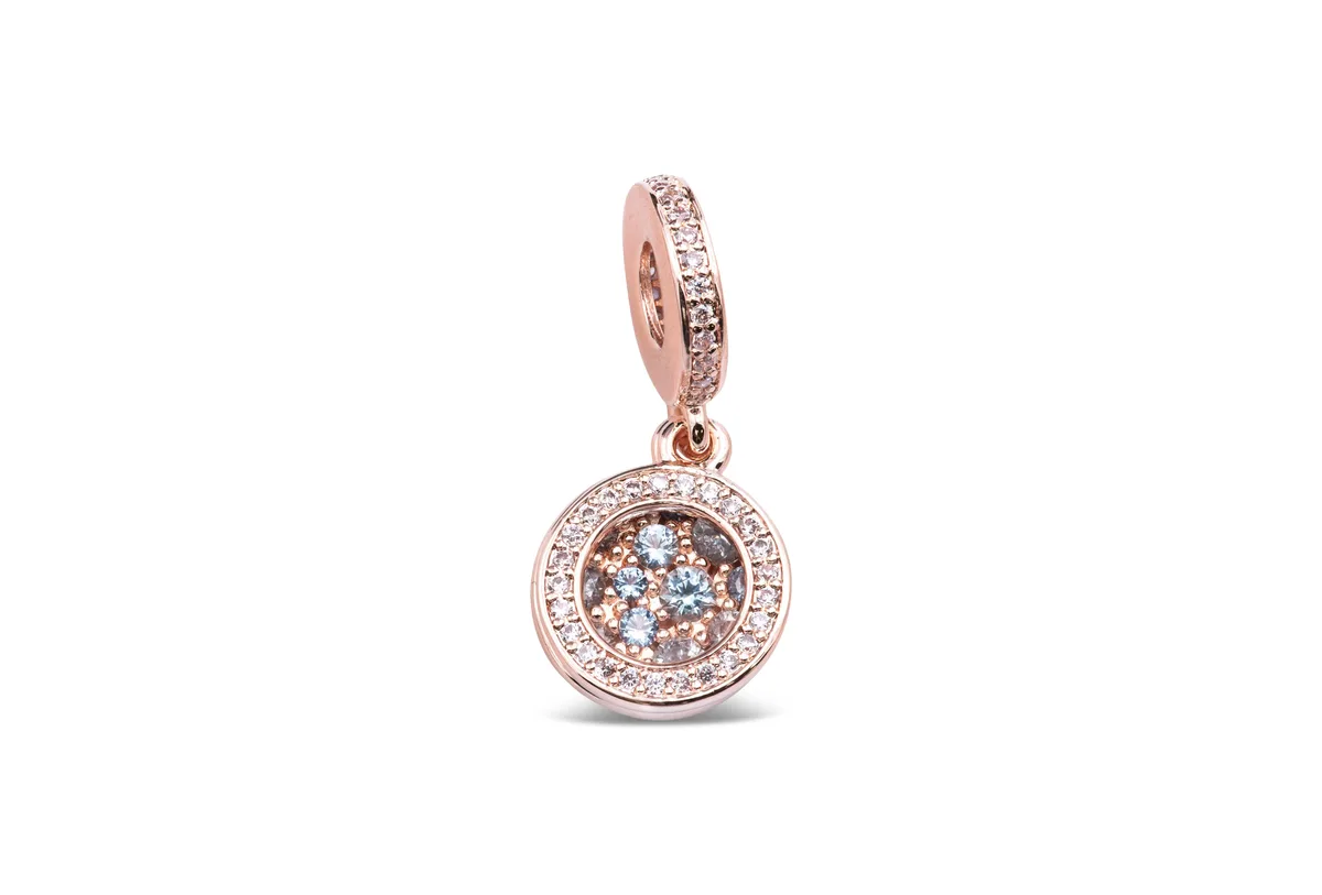 PANDORA PANDORA Sparkling Light Blue Disc Double Dangle Charm — product photo
