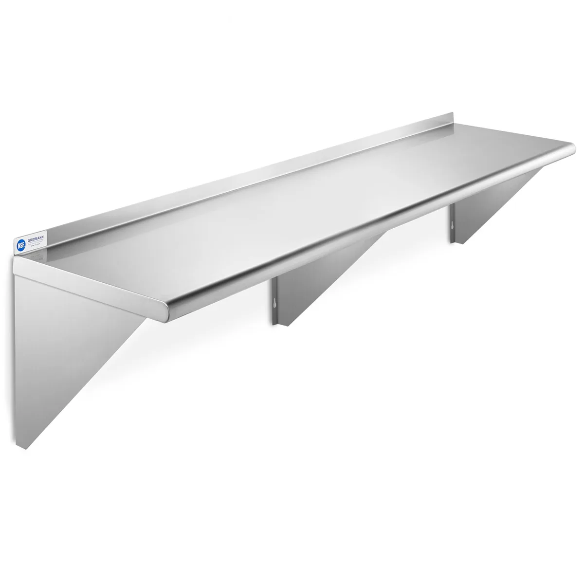Gridmann Gridmann NSF Stainless Steel 14" x 60" Wall Shelf with Backsplash — product photo