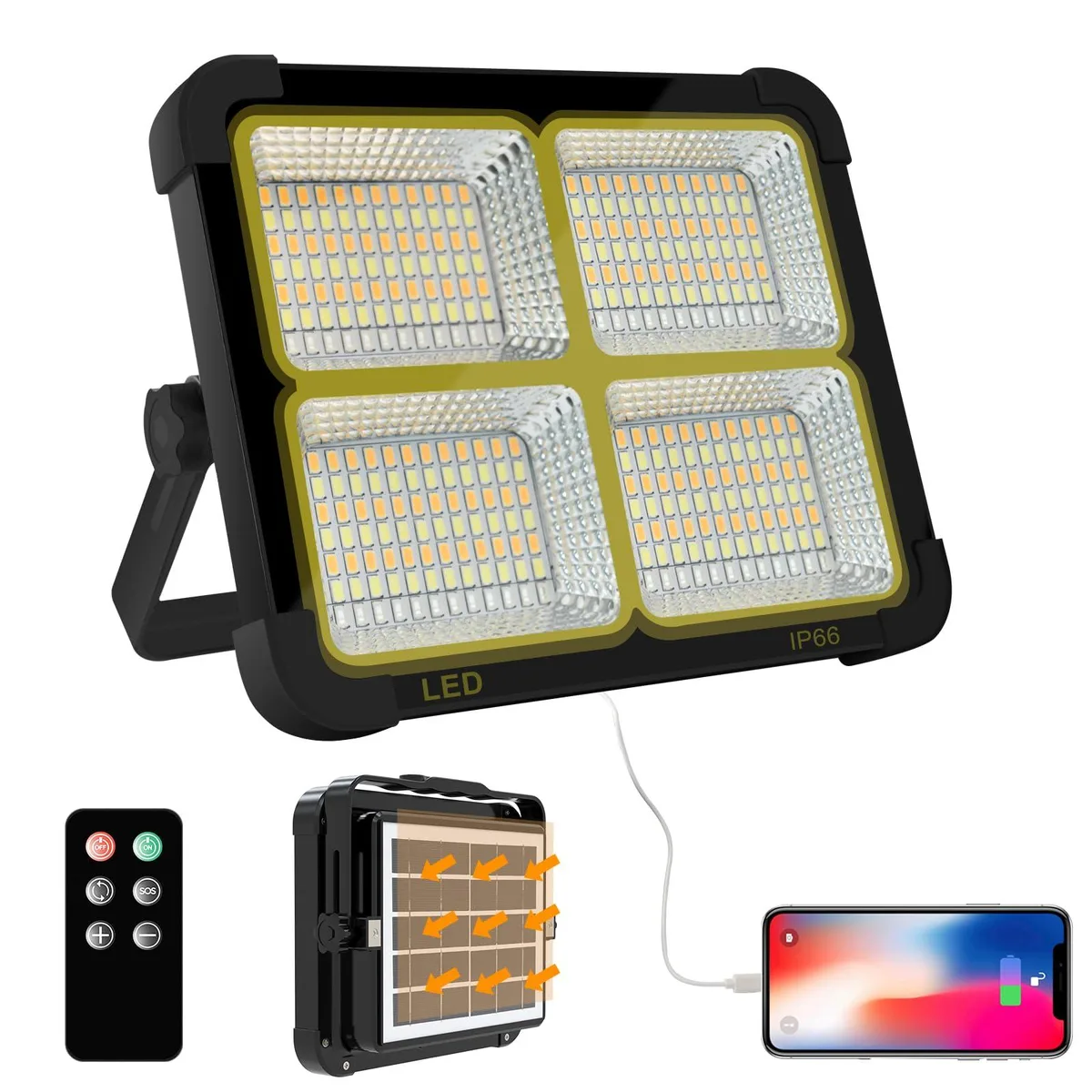  Baldwin 100W 16500mAh 10000lm Solar LED Work Light (Black Remote) — product photo