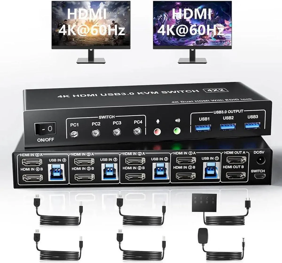 Vszerda Vszerda 4-Port Dual-Monitor HDMI KVM Switch 4K@60Hz — product photo