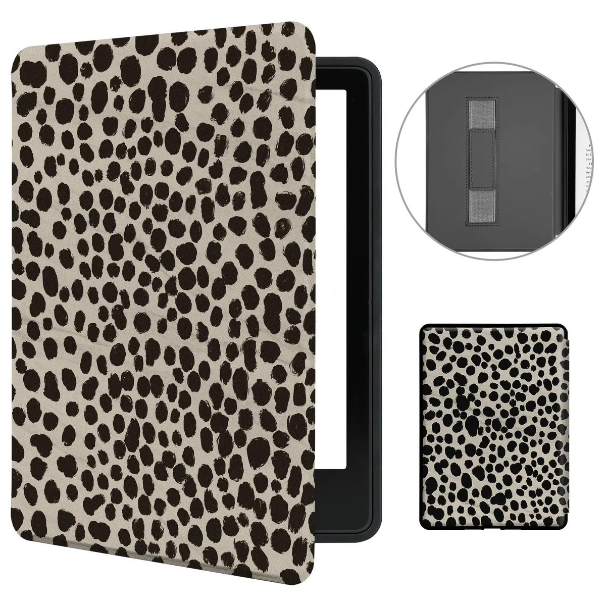  MOROCK No.RS23CV/C2V2L3 e-book accessory Khaki leopard print hand strap case — product photo