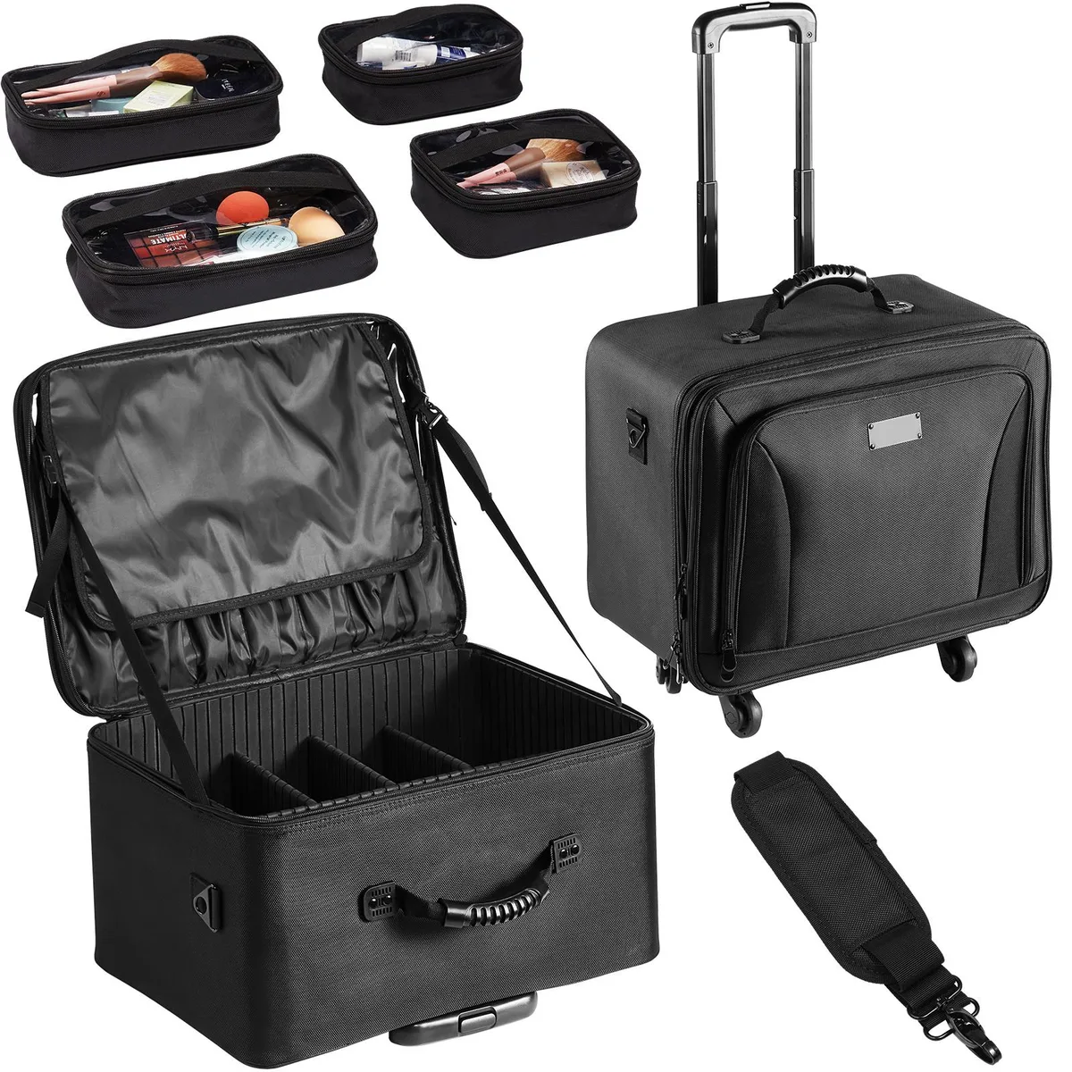 VEVOR VEVOR TB3903 Rolling Makeup Train Case 3 Tiers 480x260x380mm — product photo