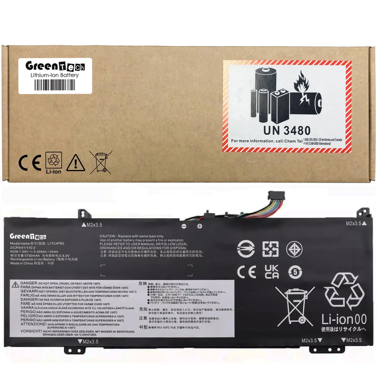 GreenTechLLC GreenTechLLC L17C4PB0 45Wh 7.68V laptop battery for Lenovo IdeaPad 530/530S/Flex 6/Yoga 530 — product photo