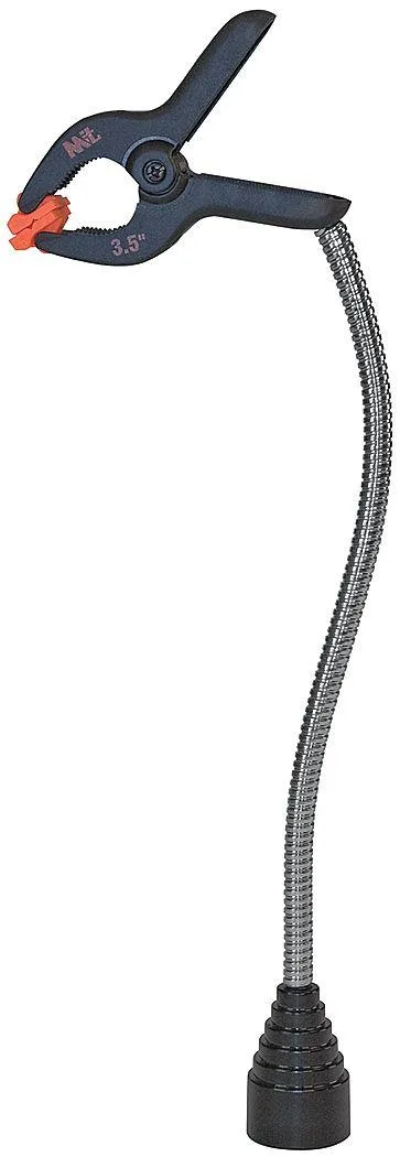 Black flexible steel shaft with magnetic clamp head and nylon spring-plunger handle, 13 in compressed length