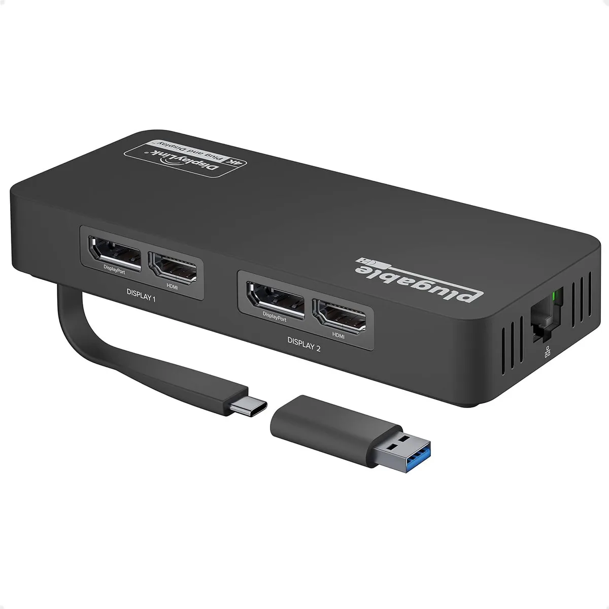 FLEANE FLEANE USB 3.0 and USB-C Dual Monitor Adapter with DisplayPort and HDMI — product photo