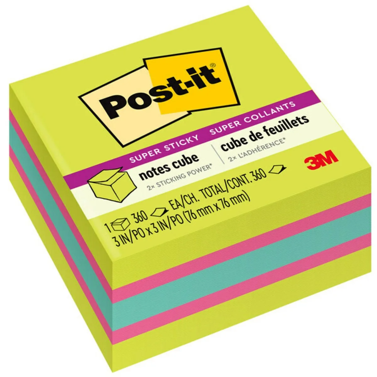 3M 3M 2027SSGFA Super Sticky Notes Cube 3 in x 3 in — fotografie produktu
