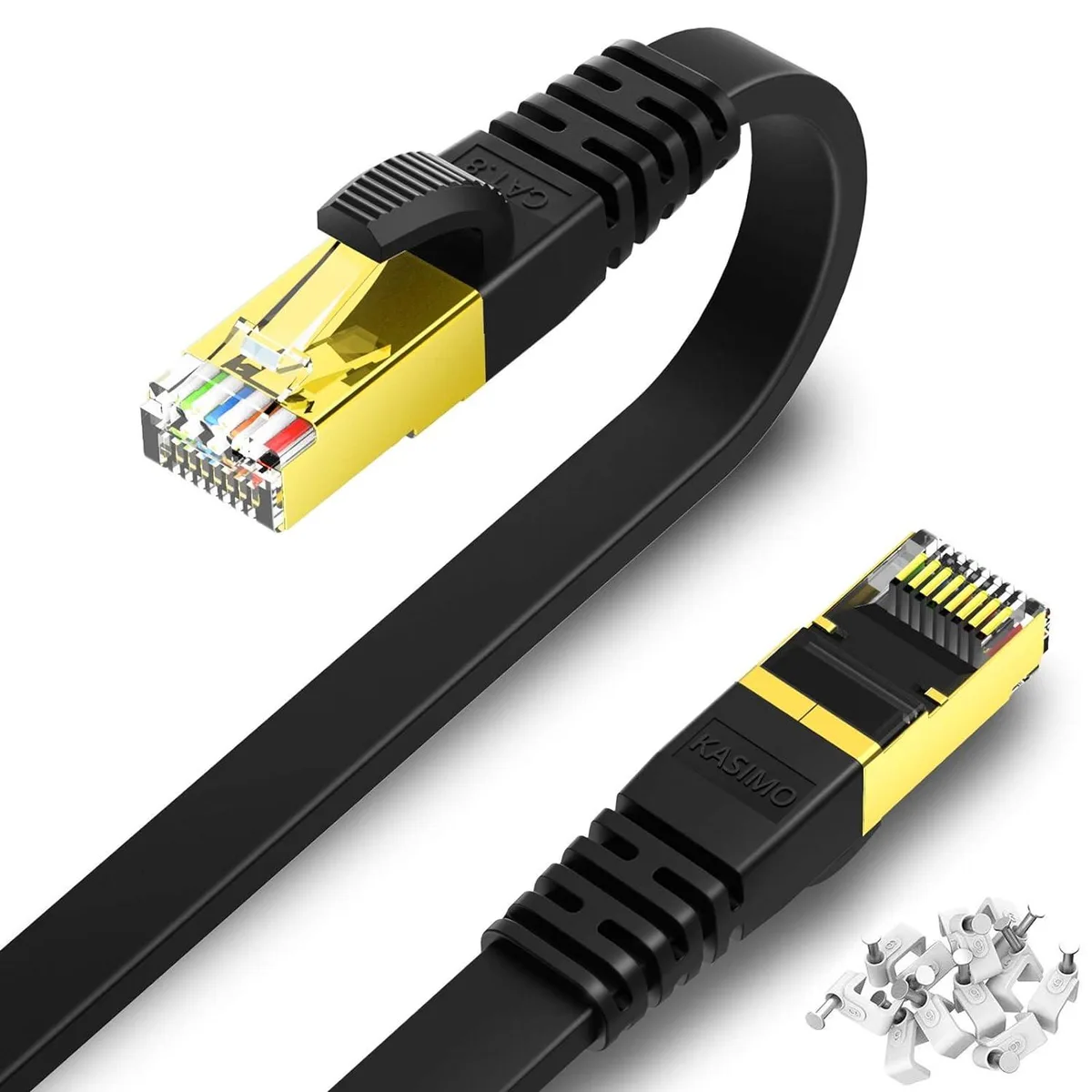 Zell Electronics Zell Electronics Cat 8 Flat Ethernet Cable 100Ft 40Gbps 2000Mhz Black — product photo