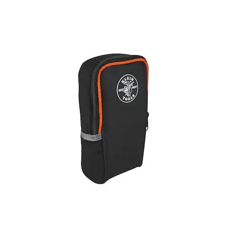 Black PVC-coated polyester carrying case with orange piping, belt loop and heavy-duty zipper