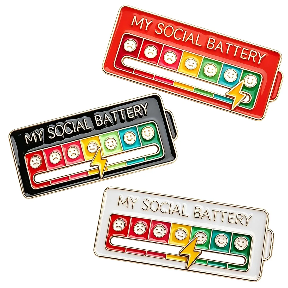 Damaite Damaite 3 Pack My Social Battery Interactive Mood Enamel Pin — product photo