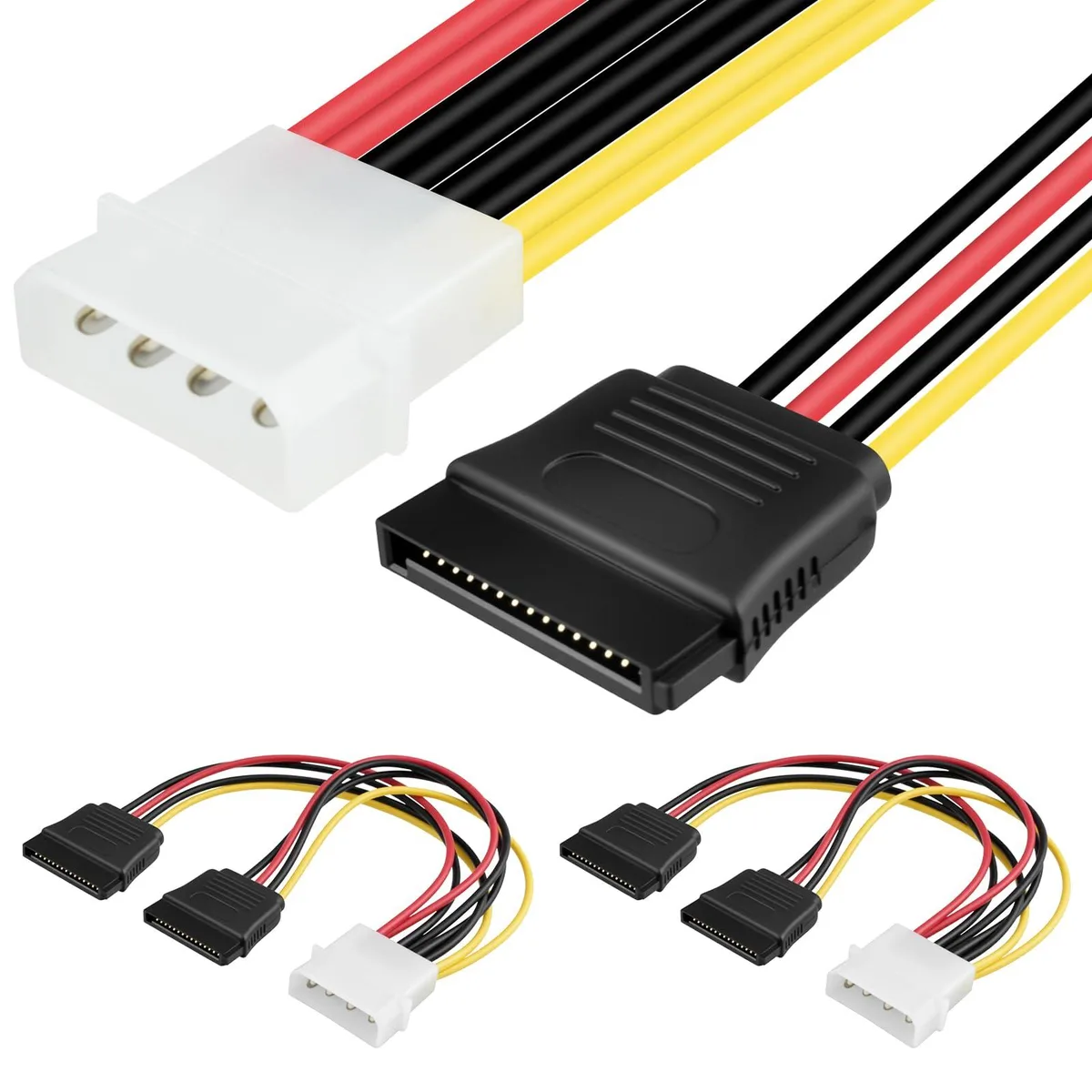  SDTC Tech E-4PINM-15PINF-2 4 Pin Male Molex to Dual 15 Pin Female SATA Power Splitter Cable 18AWG 20cm 2 Pack — product photo