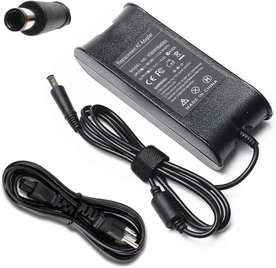Black rectangular AC adapter with 7.4 by 5.0 mm round tip