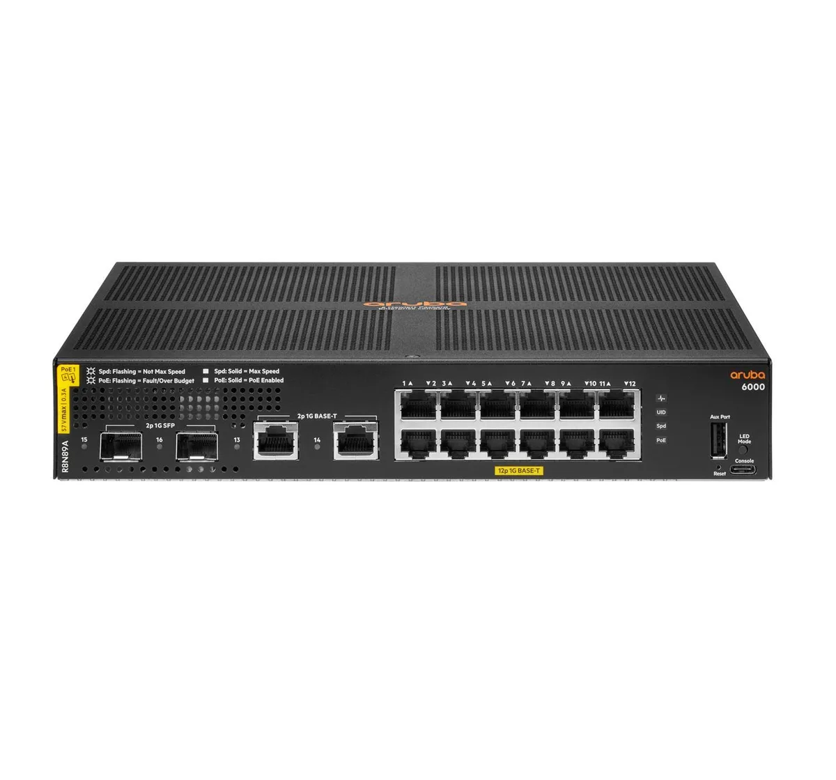 HPE HPE Aruba 6000 12G Class4 PoE 2G/2SFP 139W network switch — product photo