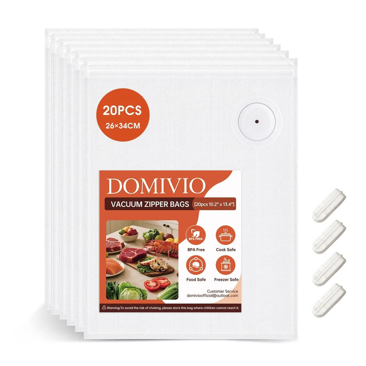  FoodSaver DOMIVIO 20pcs 10.2"x13.4" Vacuum Sealer Bags — product photo