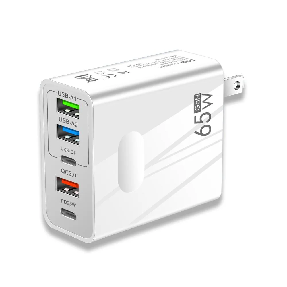 LUOM LUOM A502 65W 5-Port USB-C PD Laptop Power Adapter White — product photo