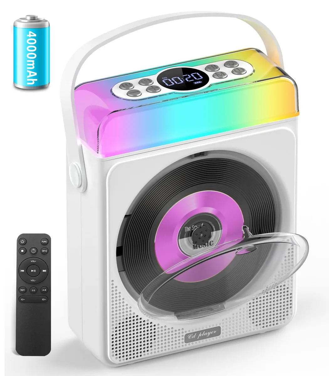  Greadio CD03 DJ CD Player White 4000mAh Bluetooth RGB — product photo
