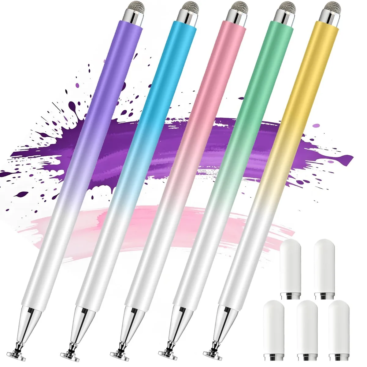 Five gradient stylus pens with magnetic caps
