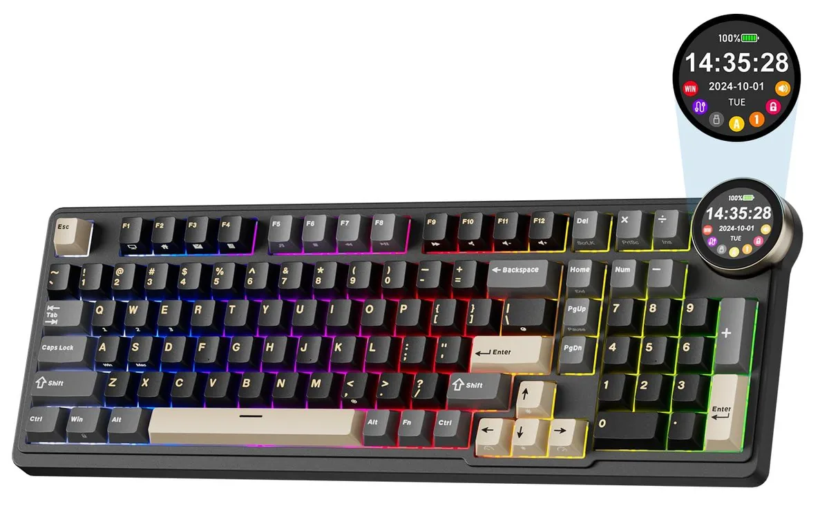  Redragon RK N99 96% Wireless Mechanical Gaming Keyboard with Screen &amp; Knob — product photo