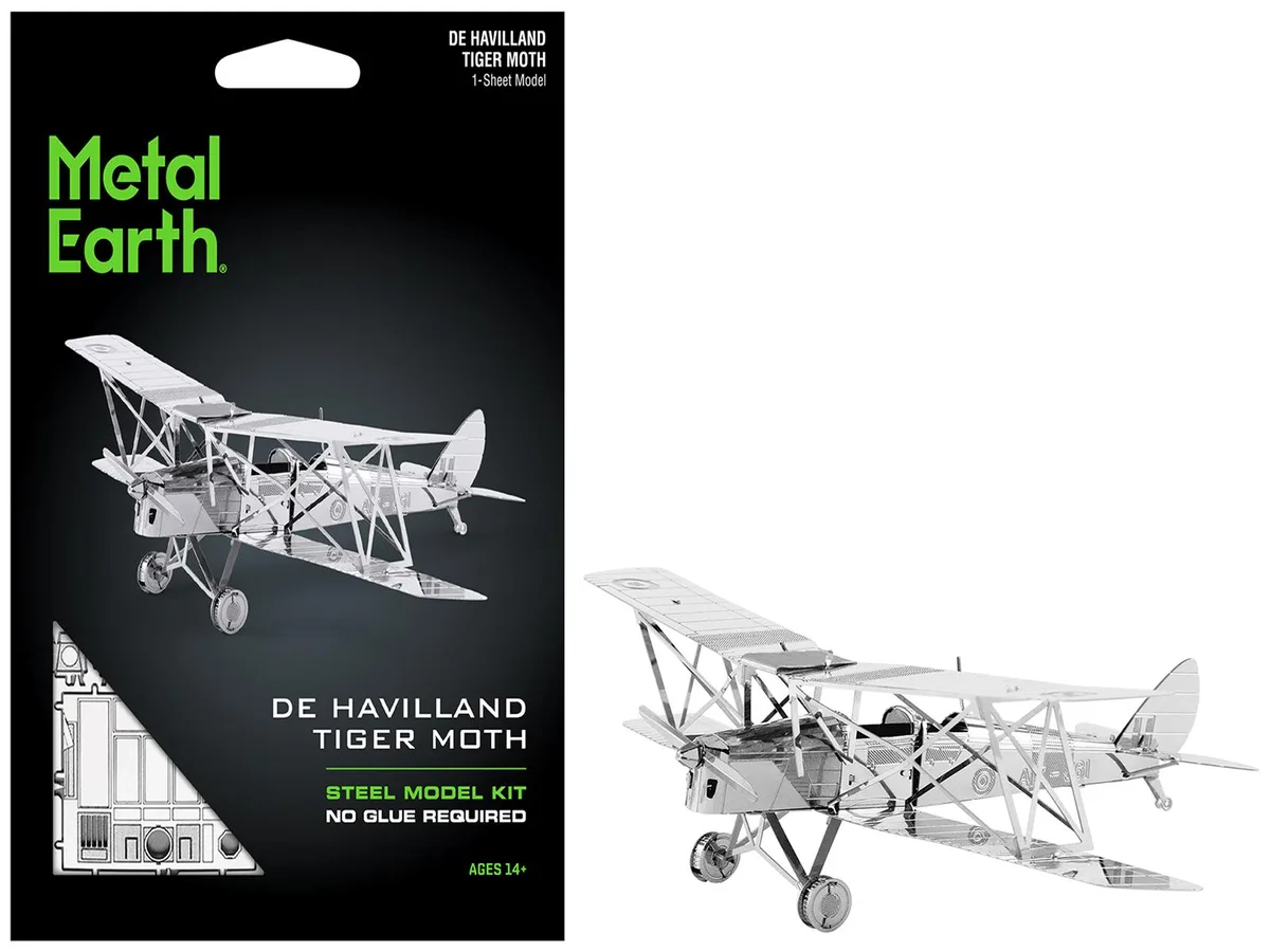 Metal Earth Metal Earth De Havilland Tiger Moth Trainer Aircraft (Moderate Difficulty) hobby collectible — product photo