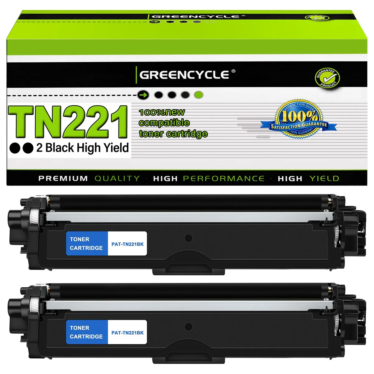 GREENCYCLE GREENCYCLE 2 Pack TN221 Black Toner Cartridge 2500 Pages — product photo