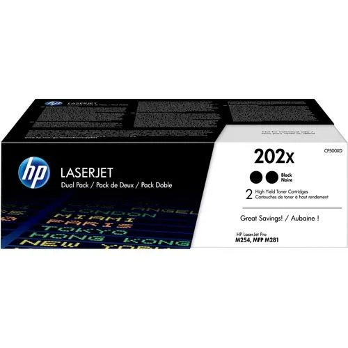 HP HP 202X CF500XD 2 High Yield Black Toner Cartridges 3200 Pages — product photo