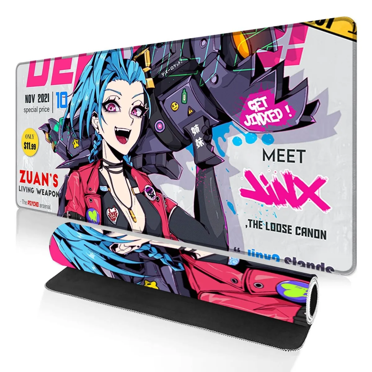 Alpha Fit Alpha Fit Anime Gaming Mouse Pad XXL 35.4" x 15.7" Blue Punk Graffiti Girl 03 — product photo