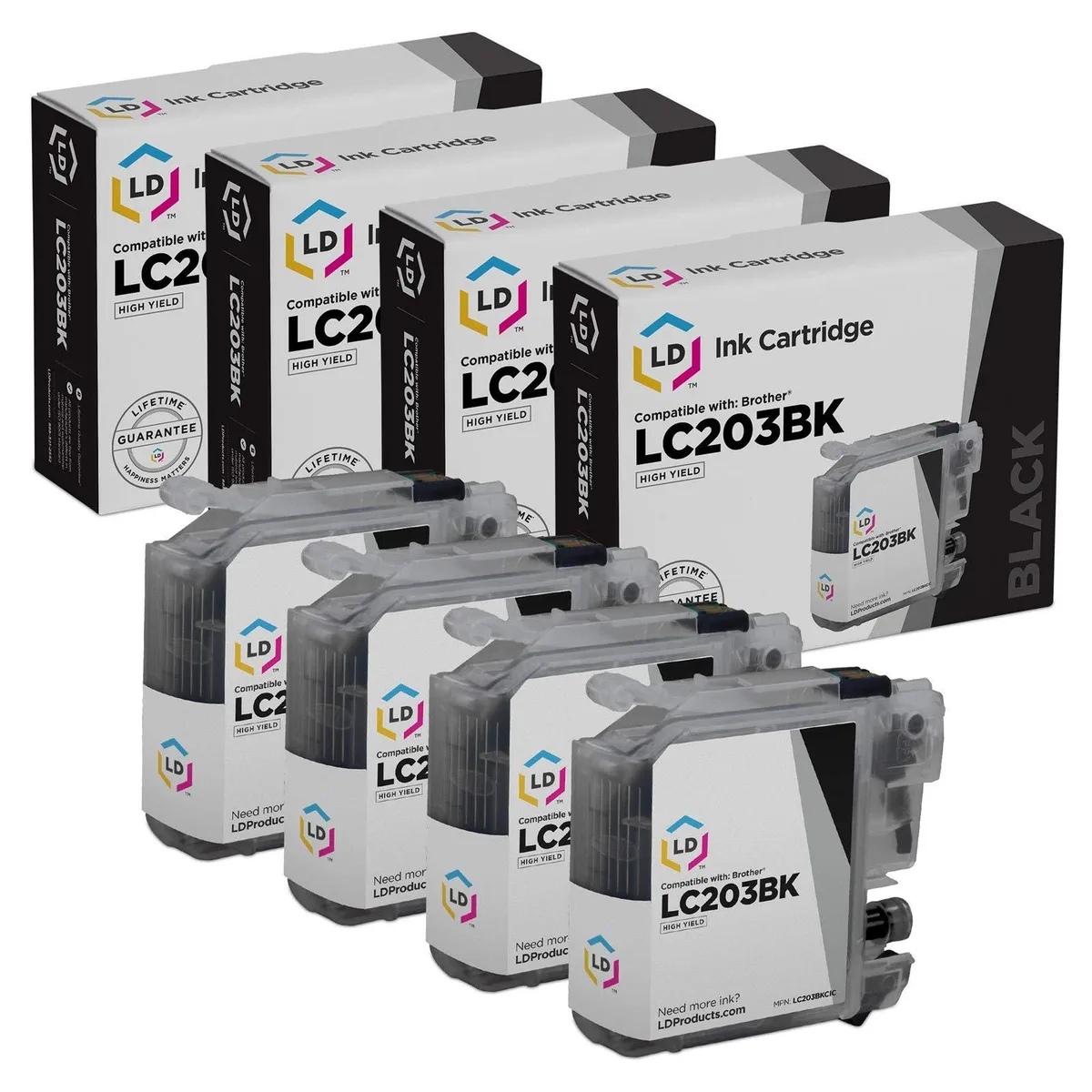 LD Products LD Products Compatible Ink Cartridge Brother LC203BK High Yield Black 4-Pack — product photo