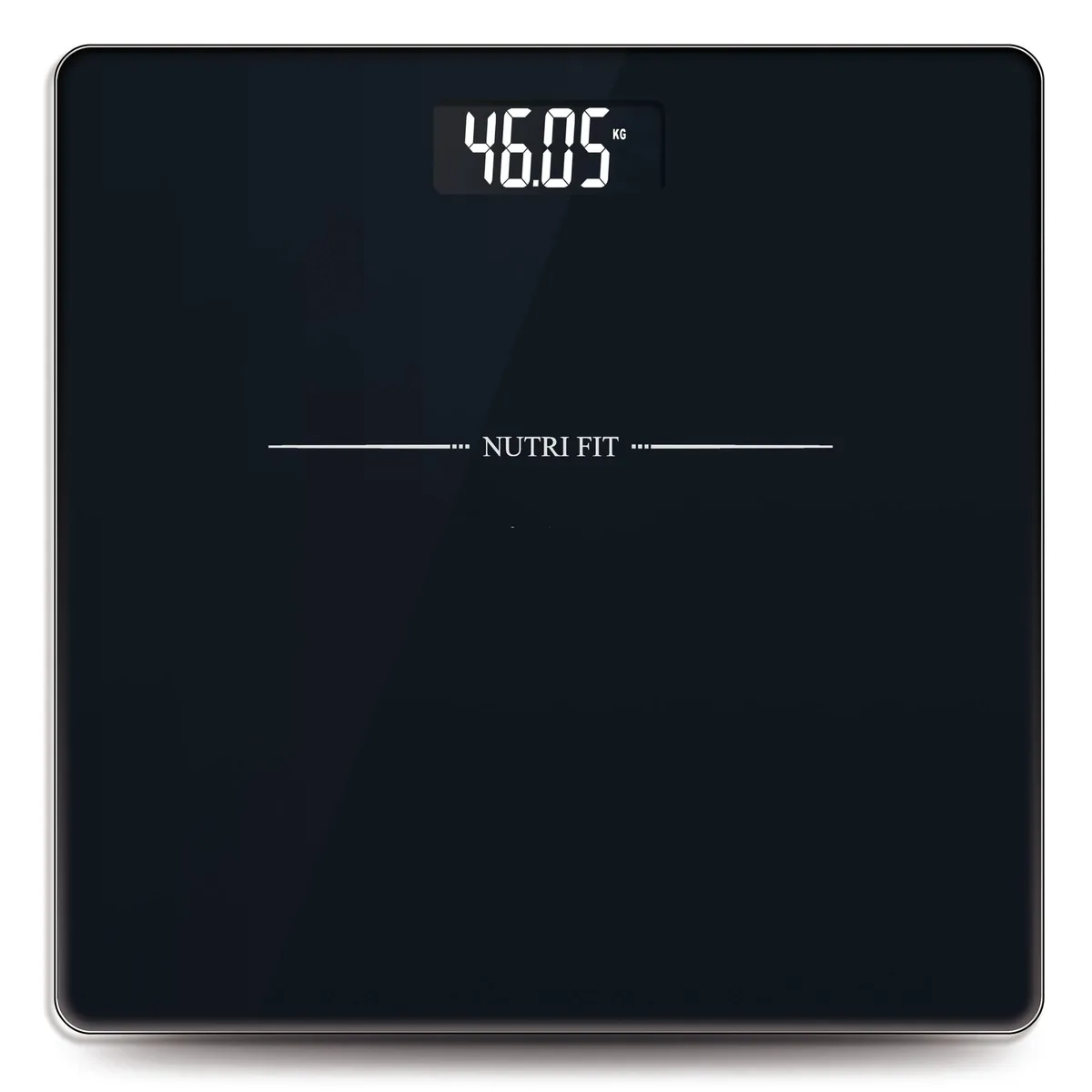 Square jet-black glass scale with backlit LCD display