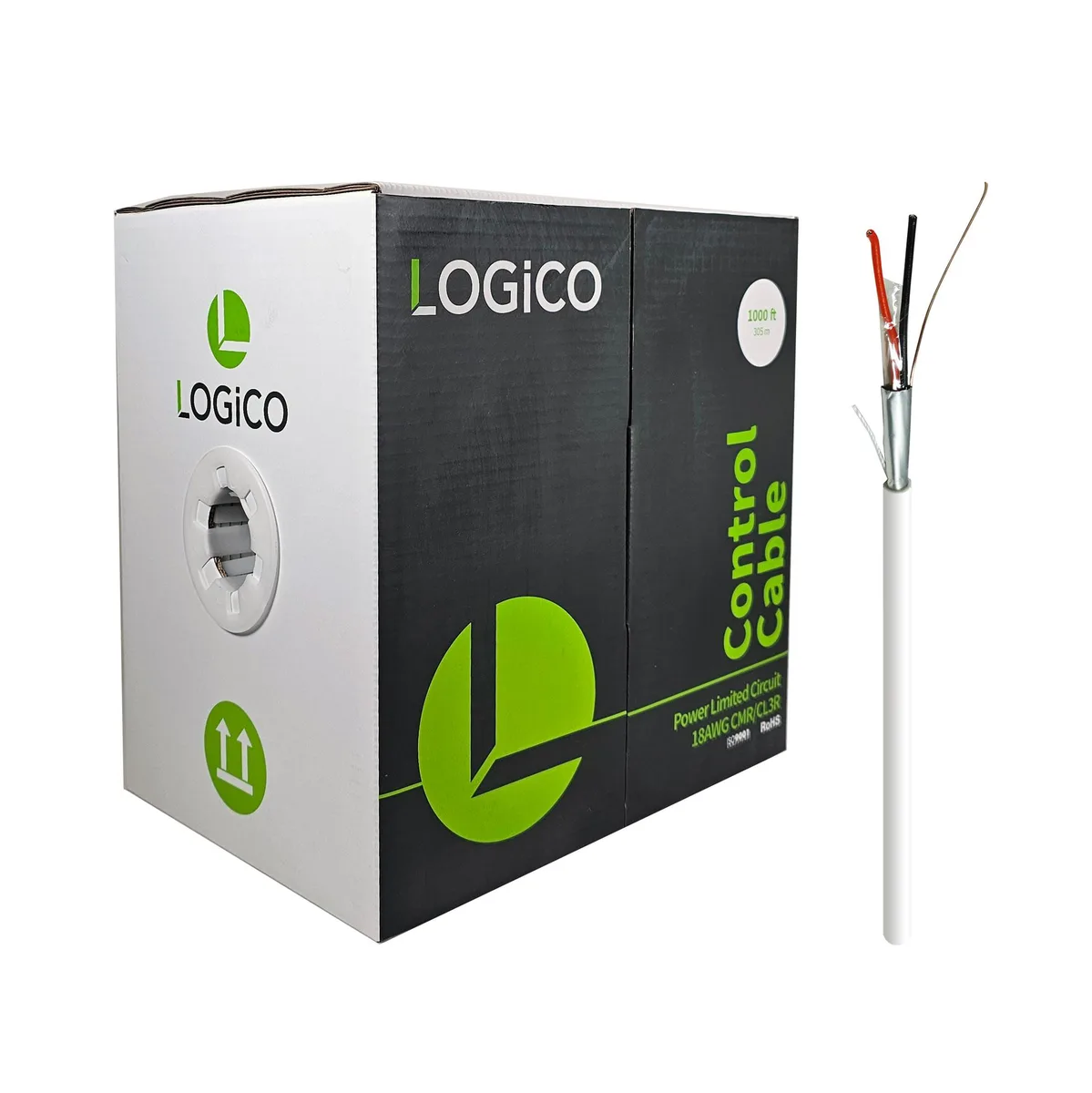 Logico Logico PLC4508 18/2 Shielded Security Cable 1000ft 305m White — product photo